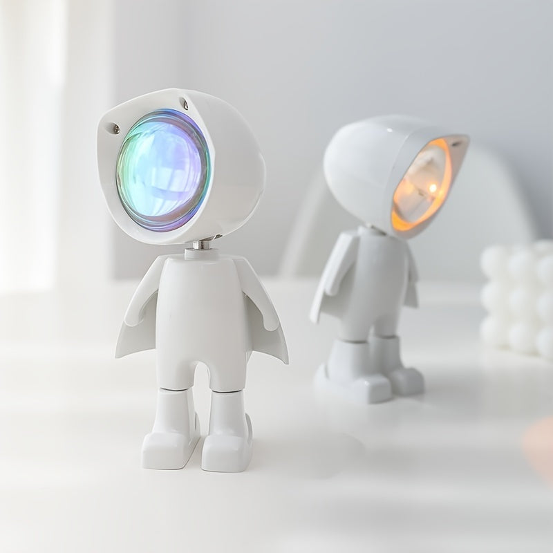•	Lampă decorativă astronaut cu proiecție de apus curcubeu