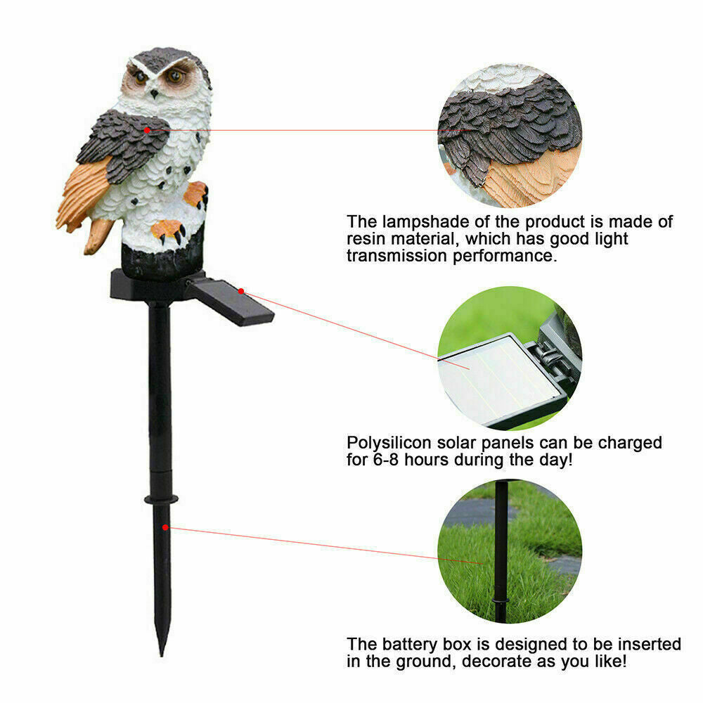 Lampă solară de grădină cu LED – Bufniță/Papagal, impermeabilă