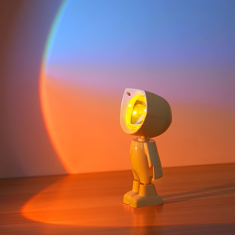 •	Lampă decorativă astronaut cu proiecție de apus curcubeu