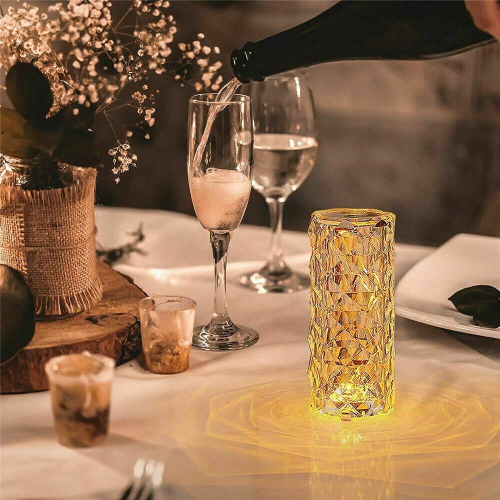 Lampă decorativă cu LED – Cristal tip diamant, lumină ambientală în formă de trandafir