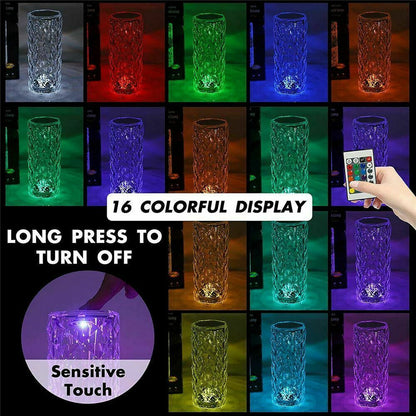 Lampă decorativă cu LED – Cristal tip diamant, lumină ambientală în formă de trandafir